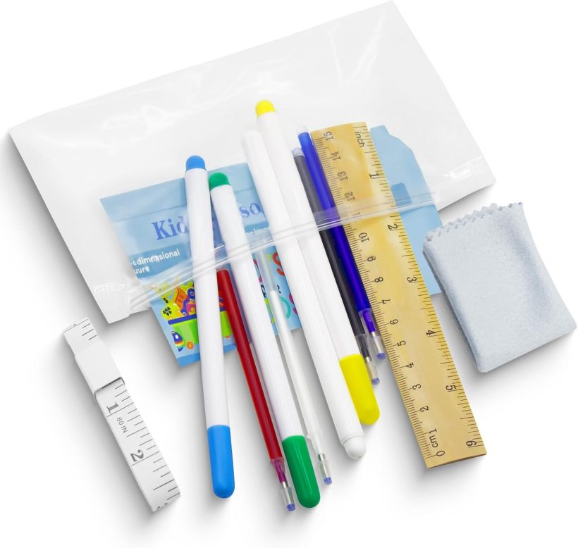 12PCS Fabric Markers for Sewing Set, Including 4PCS Washable Fabric Markers for Sewing and 4PCS Heat Erasable Fabric Marking Pens for Sewing and Quilting, Water Soluble Fabric Marker