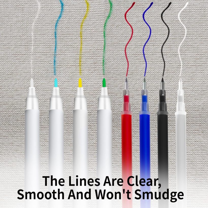 12PCS Fabric Markers for Sewing Set, Including 4PCS Washable Fabric Markers for Sewing and 4PCS Heat Erasable Fabric Marking Pens for Sewing and Quilting, Water Soluble Fabric Marker - Image 2
