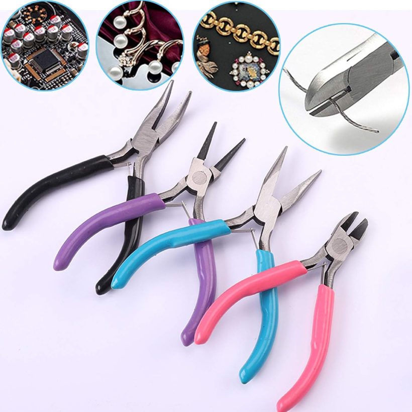 4Pcs Jewelry Pliers Set Jewelry Making Pliers Tools Kit Include Jewelry Making Needle Nose Chain Nose Round Bent Pliers Wire Cutter for Bracelet Beading DIY Craft Jewelry Making Supplies - Image 3