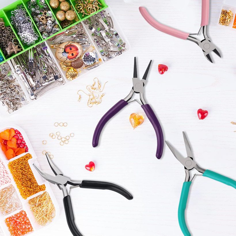 4Pcs Jewelry Pliers Set Jewelry Making Pliers Tools Kit Include Jewelry Making Needle Nose Chain Nose Round Bent Pliers Wire Cutter for Bracelet Beading DIY Craft Jewelry Making Supplies - Image 8