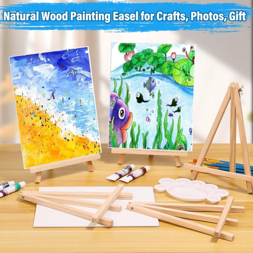 54 Pack Canvas with Easel Set 8 x 10 Inch Canvas Boards with Wooden Easels, Brushes Canvas Panel Kit for Beginners Art Crafts Sip and Party - Image 6