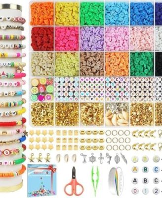 Redtwo 5100 Clay Beads Bracelet Making Kit, Flat Preppy Beads for Friendship Jewelry Making,Polymer Heishi Beads with Charms Gifts for Teen Girls Crafts for Girls Ages 8-12