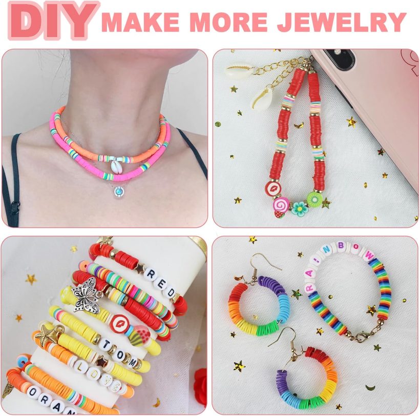 Redtwo 5100 Clay Beads Bracelet Making Kit, Flat Preppy Beads for Friendship Jewelry Making,Polymer Heishi Beads with Charms Gifts for Teen Girls Crafts for Girls Ages 8-12 - Image 3