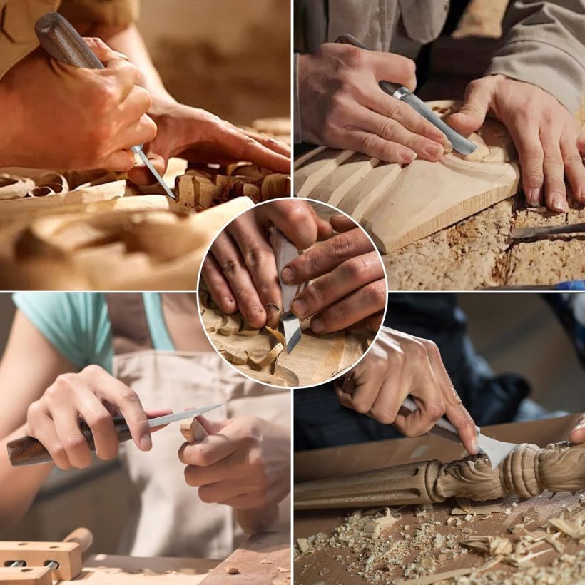 Wood Carving Tools Sets Deluxe Wood Carving Kit Wooden Carving Knife Wood working Carving Knife Tools Set with Large Leather Case For Beginner and Carpenter Experts - Image 2