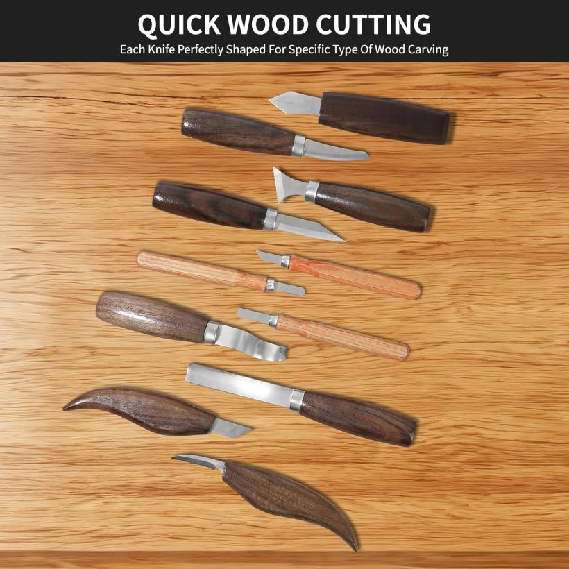 Wood Carving Tools Sets Deluxe Wood Carving Kit Wooden Carving Knife Wood working Carving Knife Tools Set with Large Leather Case For Beginner and Carpenter Experts - Image 3