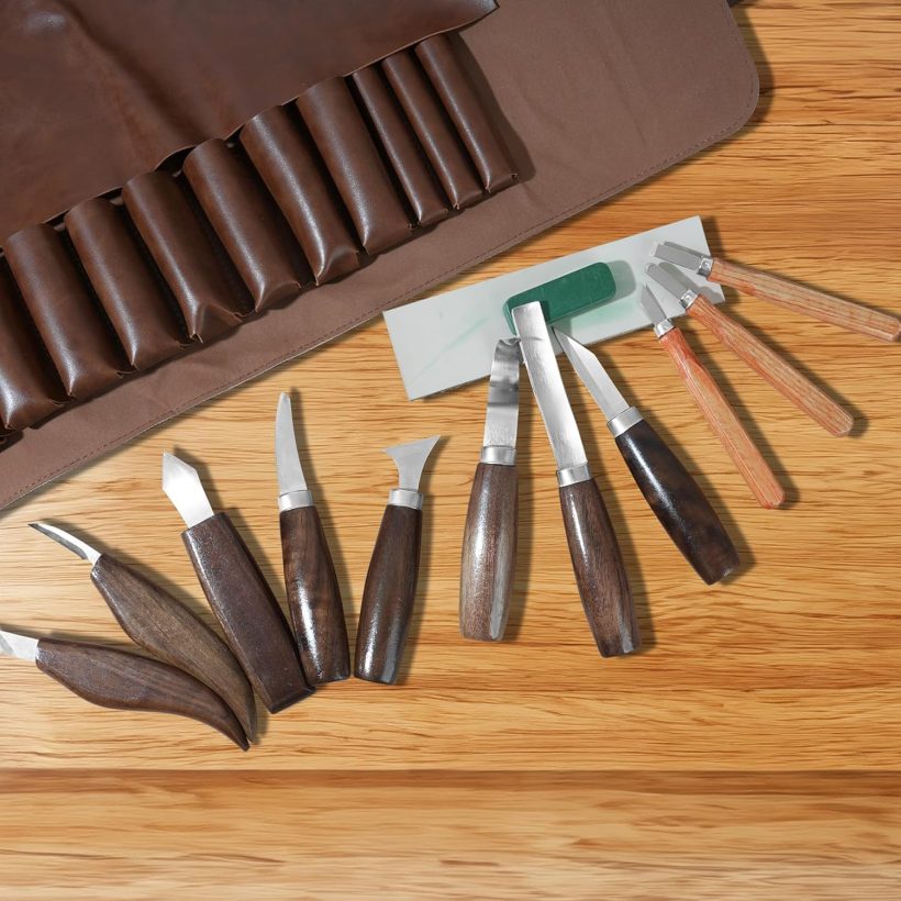 Wood Carving Tools Sets Deluxe Wood Carving Kit Wooden Carving Knife Wood working Carving Knife Tools Set with Large Leather Case For Beginner and Carpenter Experts - Image 5