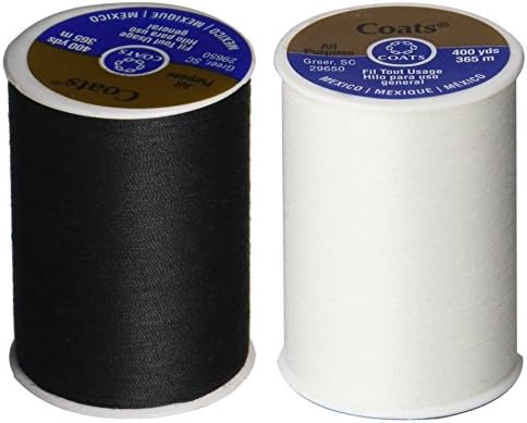 2-Pack Polyester Coats & Clark Dual Duty All-Purpose Thread - One 400 Yard Spool Each of Black & White - Image 2
