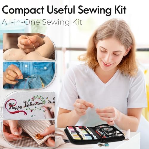 Coquimbo Sewing Kit Gifts for Mom Grandma Women Men Teen Girls Boys Beginner Traveler, Portable Sewing Supplies Accessories Contains Thread, Needles, Scissors, Dorm Room Essentials (Black, M) - Image 3